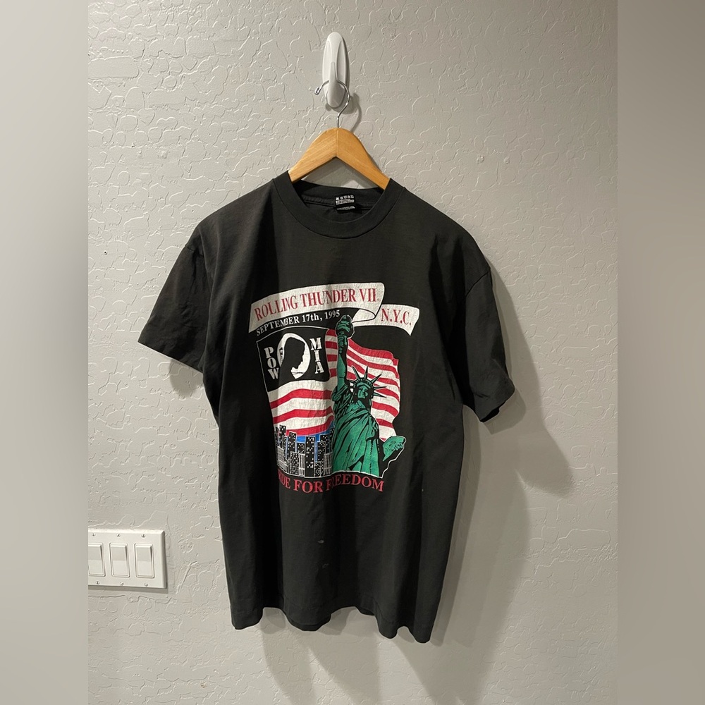 Vintage 1995 Rolling Thunder‎ NYC POW MIA SS Shirt XL